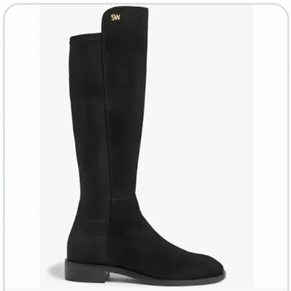 Stuart Weitzman Women's Keelan S5448 139 Suede Leather Riding Boots Black Sz‎ 6B - Picture 1 of 10